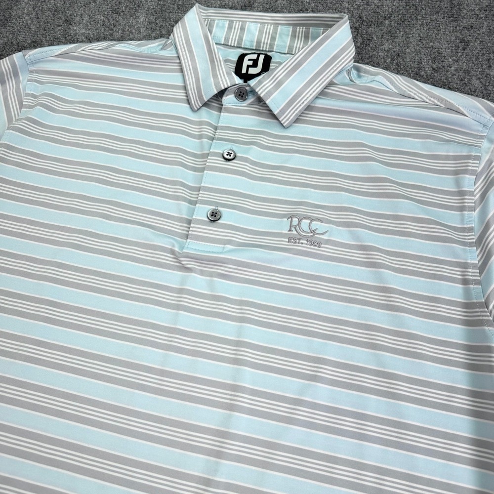 FootJoy FJ Mens Polo Shirt XL Multi Stripe Racine Country Club‎ Performance Golf